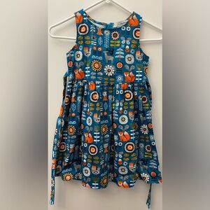 Kids Casual Dress with Fox and Floral Print